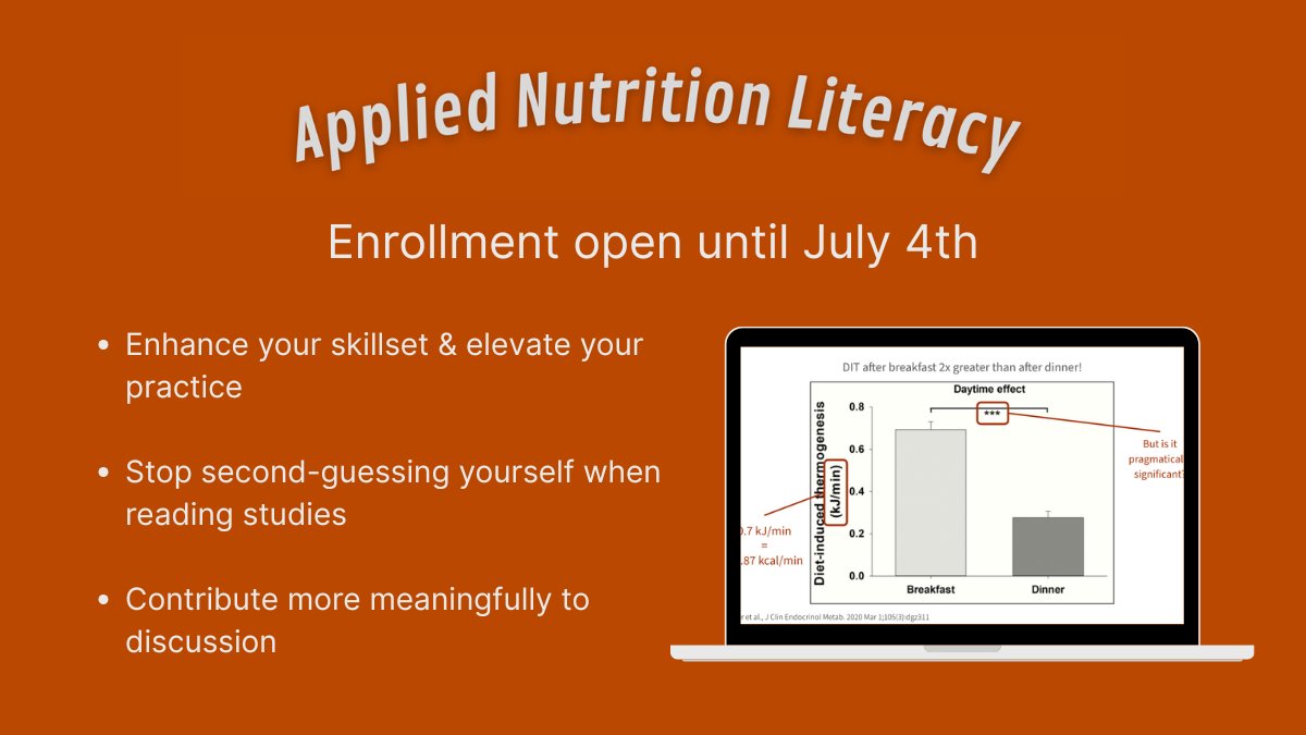 NutritionDanny's tweet image. 📢Enrollment now open!
If you care about evidence but still hesitate when interpreting studies, this was built for you.
This course helps you stop relying on headlines, summaries, or second-hand takes, and instead to start trusting your own analysis.
👉 nutritionliteracy.podia.com