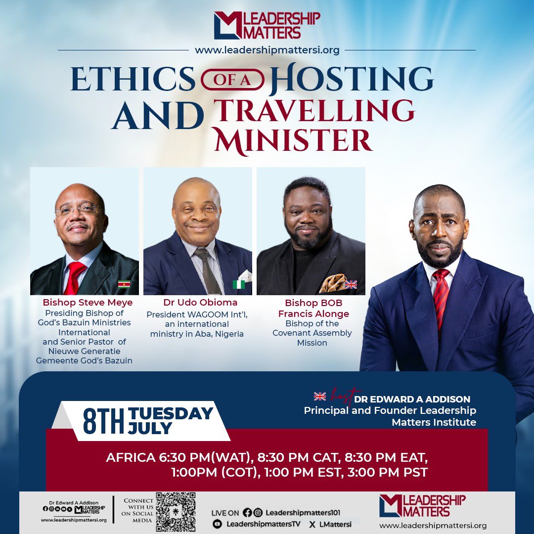 Join us on Leadership Matters for a compelling discussion featuring a distinguished panel of experienced ministers. We will explore the ethics surrounding hosting and travelling as a minister. Reflecting back, I fondly recall how each one has graciously hosted me at some point.