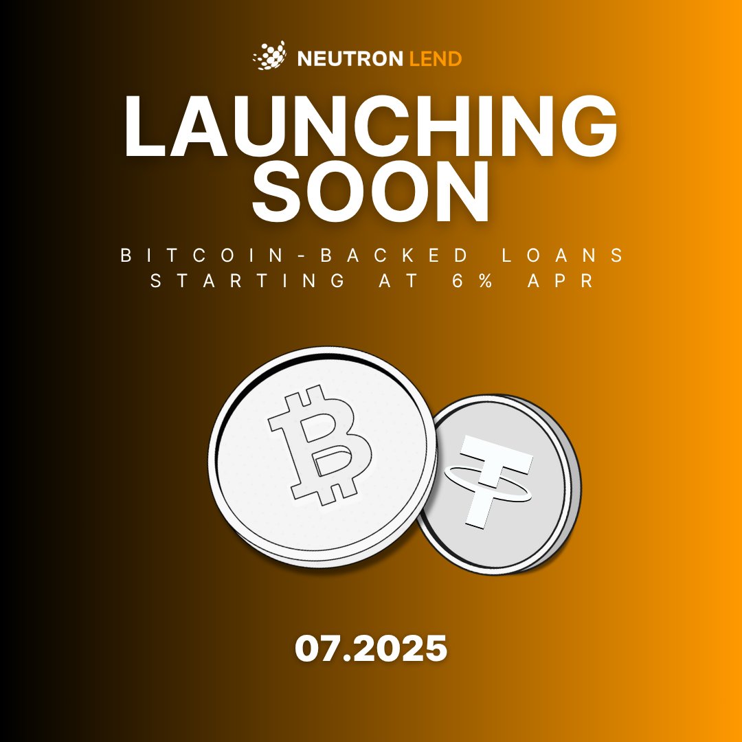 neutronlend's tweet image. Neutron Lend is coming this July.
Our Bitcoin-backed lending platform is almost ready, and we’re finalizing the final pieces before going live.
✅ 3-key multi-sig (you hold a key)
✅ No rehypothecation
✅ Introductory rates: 6%–12% APR
✅ Loan amounts: $10K to $5M USDt
We’re…