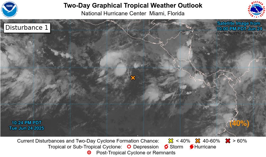 weathermandan10's tweet photo. Invest 95E (#EP95) now has a 40% chance of development in the next 2 days and a 80% chance in the next 7 days as a Tropical Depression or Tropical Storm is likely to form by this weekend #severeweather #wxtwitter #HurricaneSeason #Tropicswx #BREAKING https://t.co/hxv5MmBXSE