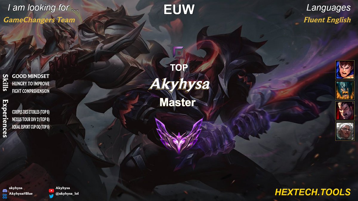 Akyhysa (@akyhysa_lol) on Twitter photo Hello ! 👋
After <a href="/packmiko/">Packmiko Esports & Influencers</a> LFP post for GameChangers i now announce that i am now LFT
I would love to join a team to participate in GameChangers
Feel free to DM me Twitter or Discord
And thanks for every like and repost ❤️ Hello ! 👋
After <a href="/packmiko/">Packmiko Esports & Influencers</a> LFP post for GameChangers i now announce that i am now LFT
I would love to join a team to participate in GameChangers
Feel free to DM me Twitter or Discord
And thanks for every like and repost ❤️