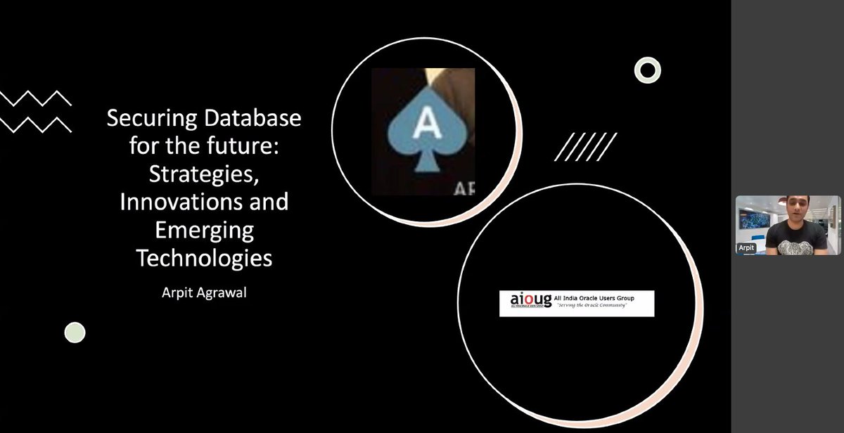 AIOUG's tweet photo. It is Happening! Join us!
https://t.co/1GbOJpt4N7

🔐 Session Title: Securing Databases for the Future: Strategies, Innovations, and Emerging Technologies
In today's digital world, database security isn't optional — it's mission-critical. Join us tomorrow for an exclusive session with Arpit Agrawal, Senior Technical Consultant at Fidelity International, as he explores cutting-edge strategies to protect your most valuable asset: data.

🎯 What you'll learn:
Modern security essentials: encryption, access control, and updates
Advanced techniques like field-level encryption and real-time monitoring
The role of AI and blockchain in next-gen security
How to build a proactive, layered defense against evolving cyber threats

🧠 About the speaker:
Arpit @ArpitDBA is a powerhouse in Oracle technologies, with expertise across Oracle DB, RAC, Exadata, GoldenGate, and more. As a key figure in AIOUG North India and a leader in data virtualization and DevOps, he brings unmatched insight and experience.

📅 Don't miss this opportunity to future-proof your database security!

@Oracle @oracleugs @oracleace @OracleDevs @oracledevcomm @OracleDatabase  
#ACETechTalks #aioug #Oracle #Community #CloudCommunity #TechConference #OracleCommunity
