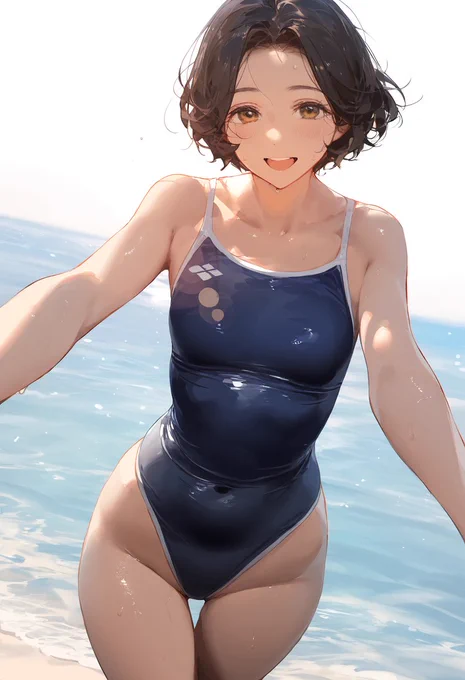 背中を大胆に見せたワンピースと小股が切れ上がった競泳水着 どっちもいいじゃないすか…! てか寝不足のせいかちょっとしんどい…!(;;'ω`) 完全に自業自得