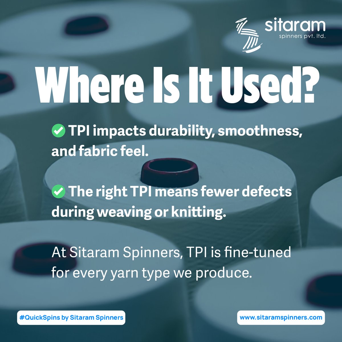 LtdSitaram's tweet image. What makes yarn export-ready? Consistent. Certified. Built to perform.

#QuickSpins #SitaramSpinners #YarnManufacturersInIndia #CoreSpunYarn #SpandexYarn #YarnExport