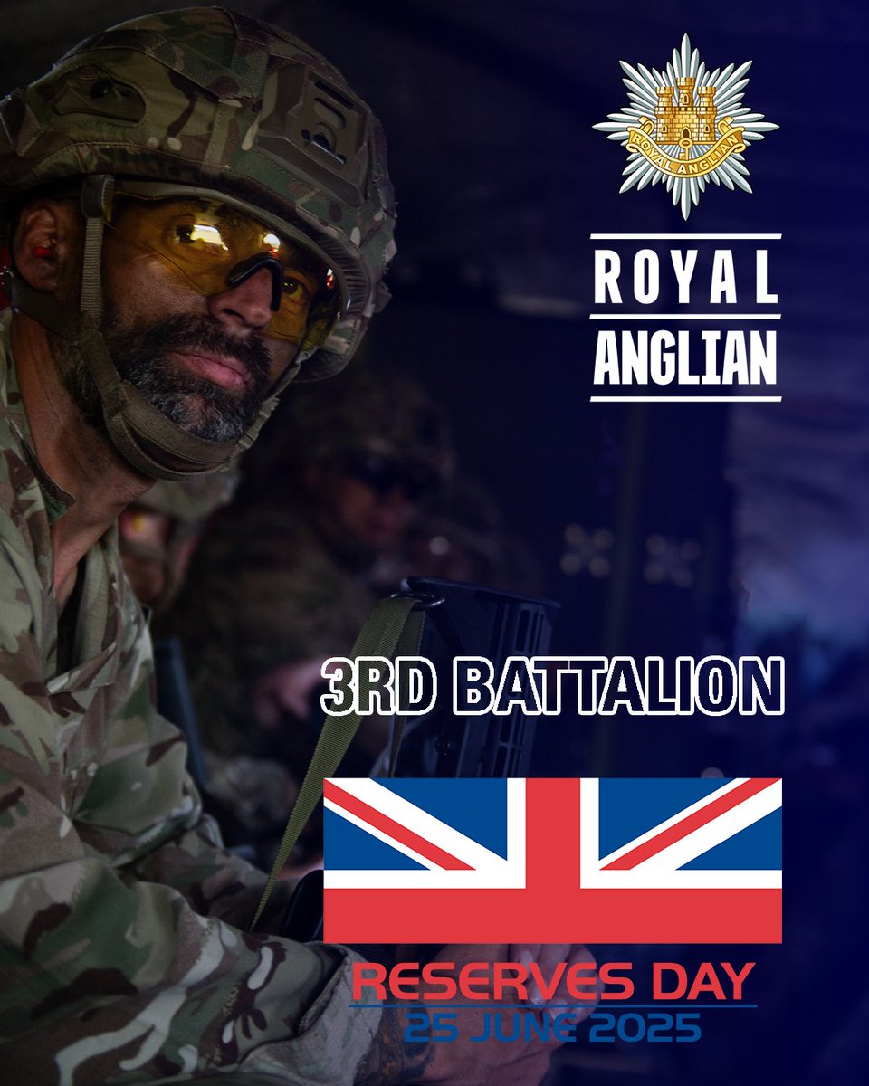 On Reserves Day during Armed Forces Week, we extend our sincere thanks to all the Reservists of the 3rd Battalion, Royal Anglian Regiment. Find out how to apply to join them. royalanglianregiment.com/3rd-battalion/

#RoyalAnglian #StrengthfromWithin #ReservesDay #ArmedForcesWeek