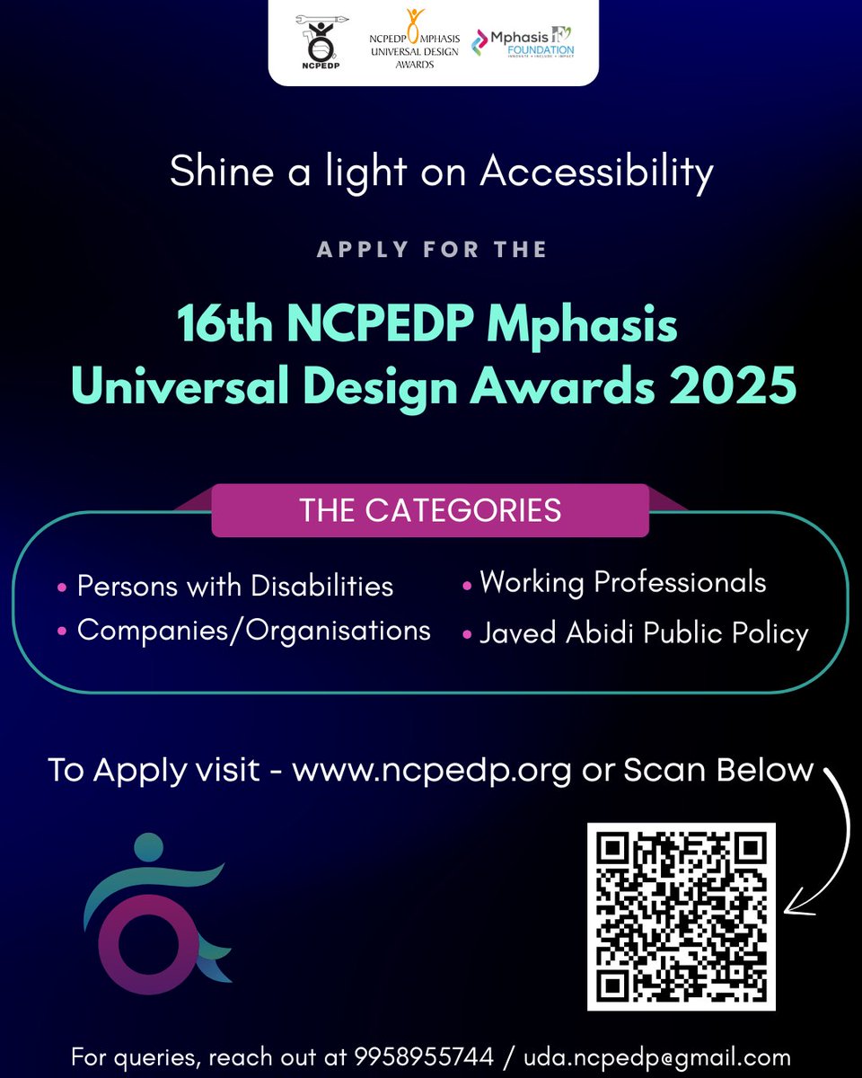 Accessibility begins with intention—whether it’s creating a space that everyone can enter, a service that’s easy for all to use, or a policy that sees people in their full dignity. The 16th NCPEDP-<a href="/Mphasis/">Mphasis</a>  Universal Design Awards 2025 are open for nominations. These awards