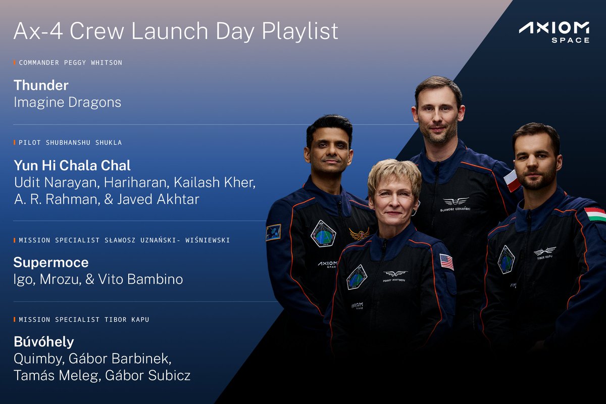Pass the Aux! The #Ax4 crew share their launch-day playlist.