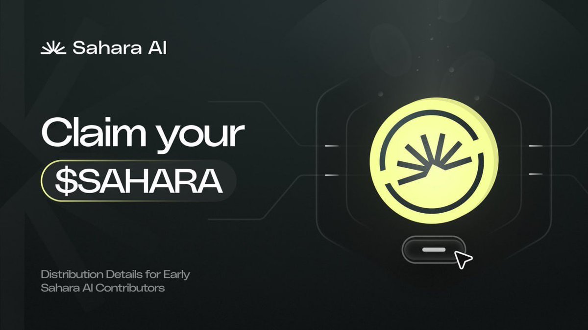 SaharaLabs AI Airdrop checker is Now Live 🪂

$Sahara Tokenomics Overview:

- Total Supply: 10 Billion
- 8.15% Allocation For Airdrops (At TGE 5%)
- Initial Circulating Supply at TGE: 20.4%
- Launching on BNB Chain

👉Check Here: knowledgedrop.saharaai.com

📆Claim - 26June 5:30 PM