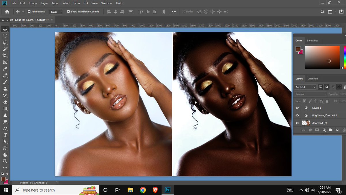 Juliet1856952's tweet image. #LEARNINGPHOTOSHOP 
Recently learning how to retouch images especially those Melanin pop images with Photoshop.
I will keep documenting my journey till I get there!!! 
#melanin
#imageretouching #branding #designer