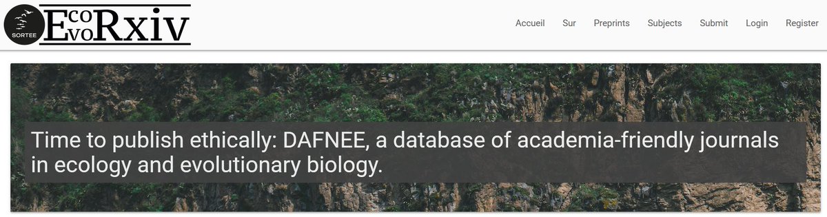 PCI_Archaeology's tweet image. New preprint about a database of ethical journals including 100+ #Archaeology journals! And you can even see directly if they are PCI-Friendly! A way to be informed about and choose the journals you publish in!
ecoevorxiv.org/repository/vie…
the database: dafnee.isem-evolution.fr