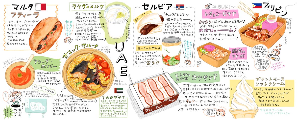 食べるのが大好きなイラストレーターによる
万博の食べ物レポです！！
世界の料理がたっくさん食べれたの楽しかったな〜。

#万博