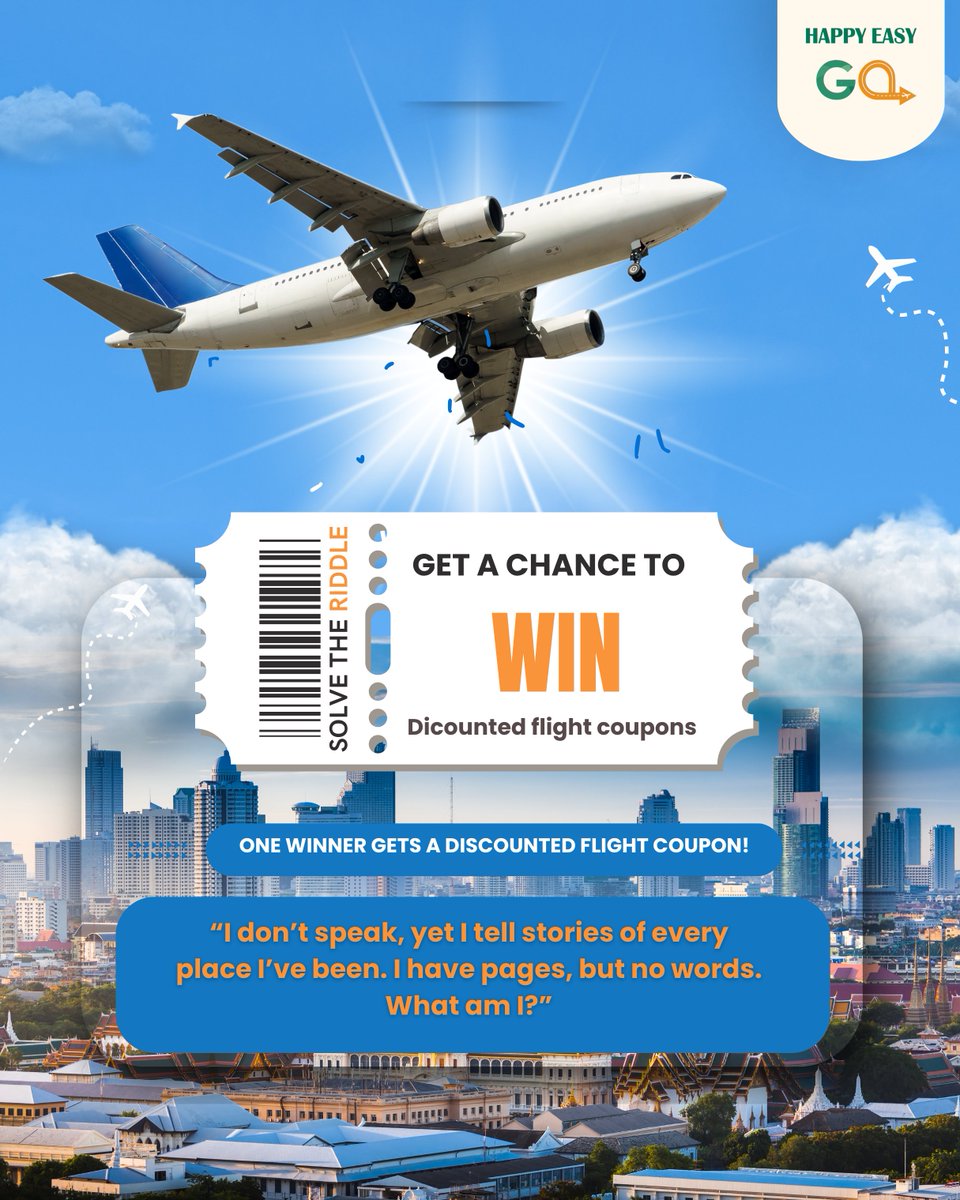 No words. Just stories. Can you solve the riddle and soar into savings?
Crack the code and unlock travel deals that’ll take you places!
Please do comment your answers below—your next adventure might just be a reply away!
#happyeasygo #flytowin #riddlemethis #jetsetgo #captionthis