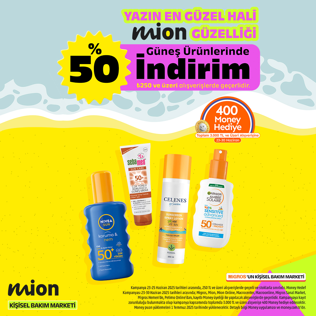 Güneş Ürünlerinde %50 İndirim. #ArenaPark #ArenaParkAVM #Mion #KişiselBakımMarketi <a href="/mionturkiye/">mionturkiye</a>