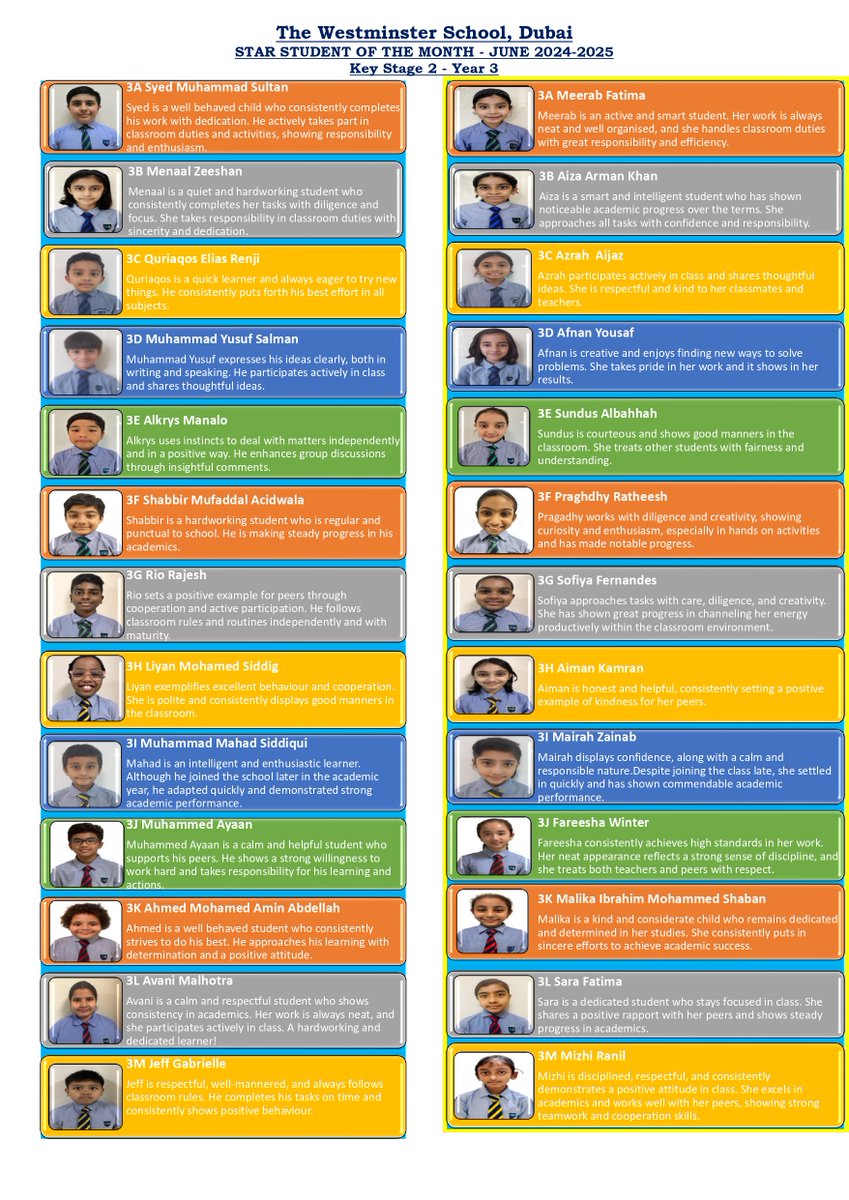 official_TWS's tweet image. Well done Star Students! Keep up the good work! – Primary Star Students for the month of June, 2025 (FS to Year 3).