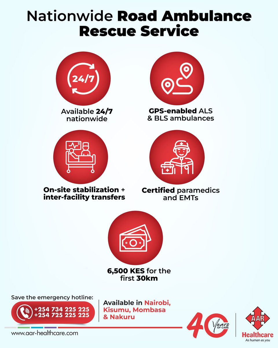 Whether you’re at home, at work, or on the road, AAR Rescue Services is on standby, ready to respond 24/7.
Save the numbers now: 0725 225 225 | 0734 225 225.
Share with your family, colleagues, and friends. Because in an emergency, every second counts.
#AARRescue