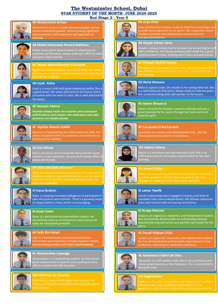 official_TWS's tweet image. Well done Star Students! Keep up the good work! – Primary Star Students for the month of June, 2025 (Year 4 to Year 6).