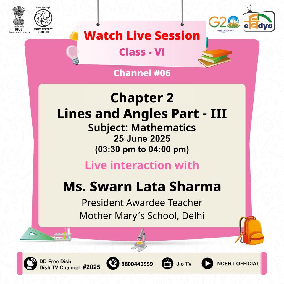 ciet_ncert's tweet photo. video selfie in advance. Also, you can watch e Contents live on “NCERT OFFICIAL” YouTube Channel and view through Cable Network: DD free dish & dish TV and PMeVIDYA DTH TV channels 1 - 12.
#NCERT #LiveSession #PMeVidya #watchlivestream #watchlivehere #liveshows https://t.co/MzyfQ91AkG