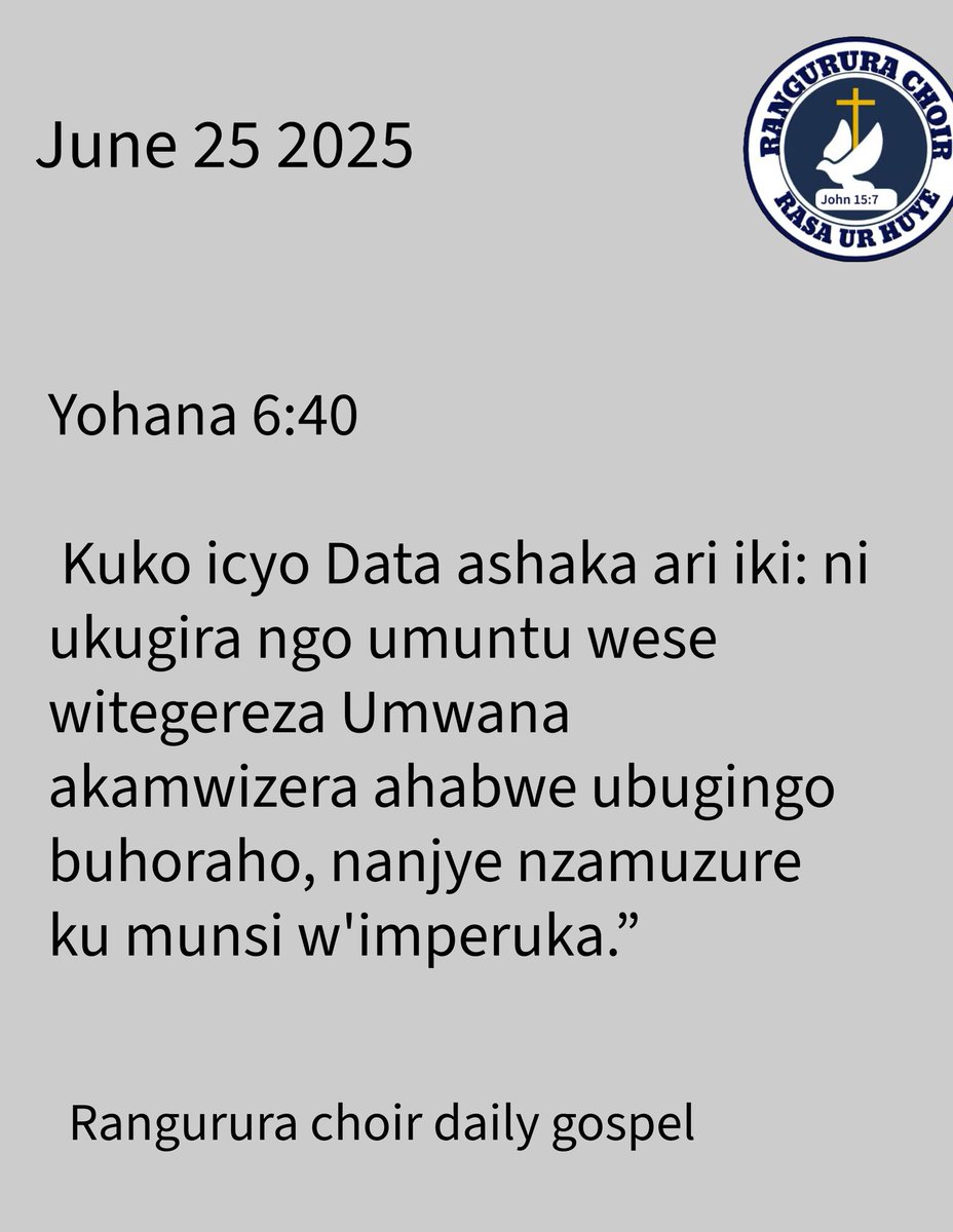 John 6:40 NIV
[40] For my Father’s will is that everyone who looks to the Son and believes in him shall have eternal life, and I will raise them up at the last day.”