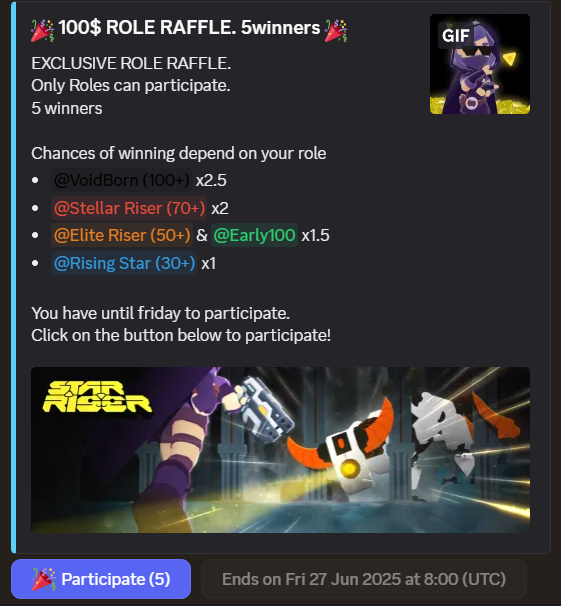 We just announced our 2nd tournament rewards
You still have time to claim your Role in our discord. 

We are raffling 100$ for roles
We are giving away > 50.000 gems
We are rewarding discord suggestions &amp; participation

WE ARE WATCHING. Roles are important👀
YOU WILL BE REWARDED
