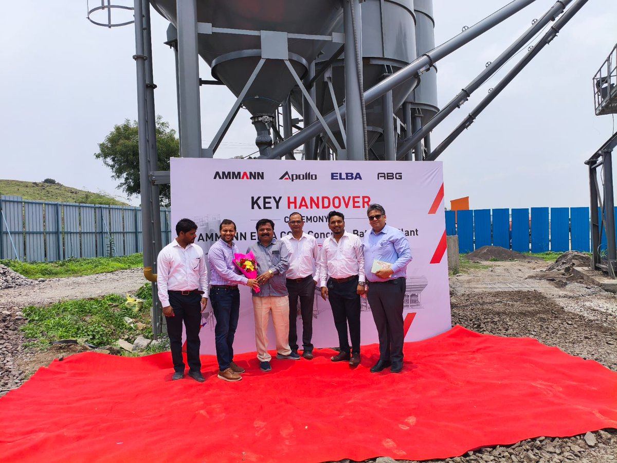 ammann_india's tweet photo. 🔑 Key Handover Alert!
Another milestone unlocked in Nashik, Maharashtra
Proud to deliver the AMMANN ELBA CC75 Concrete Batching Plant to a one of our valued customer.
Another step forward in building a stronger tomorrow! 🏗️🤝

#AmmannIndia #KeyHandover #ConcreteSolutions https://t.co/LqGF3ZtbXV