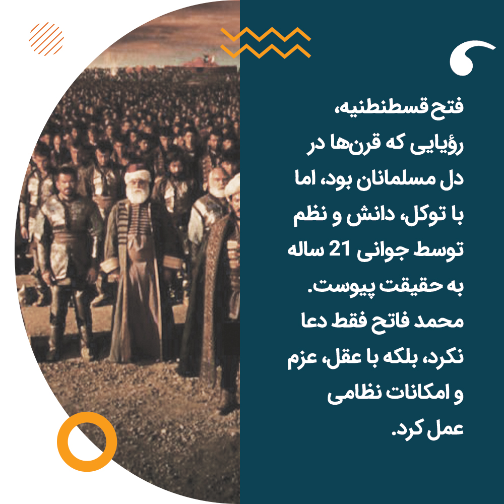 فتح قسطنطنیه، رؤیایی که قرن‌ها در دل مسلمانان بود، اما با توکل، دانش و نظم توسط جوانی ۲۱ ساله به حقیقت پیوست. محمد فاتح فقط دعا نکرد، بلکه با عقل، عزم و امکانات نظامی عمل کرد.

#اعداد_فرض_دی
#اعداد_فرض_است