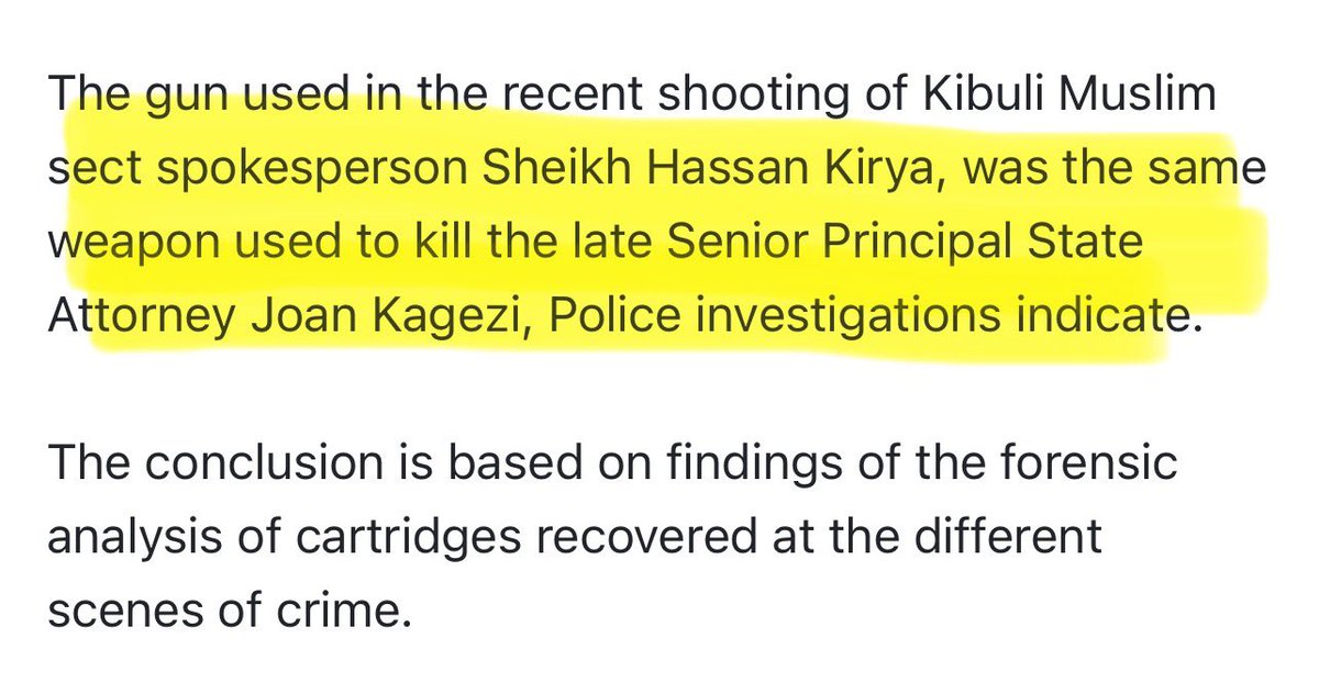 TOKO (@godwintoko) on Twitter photo Now that it seems Joan Kagezi was murdered by people in the rogue police. Does the investigation extend to all similar murders?
Kaweesi, Abiriga, Kirumira, the tens of Muslim clerics etc were all killed in a similar manner. Even back then, Museveni talked of “kawukumi in police” Now that it seems Joan Kagezi was murdered by people in the rogue police. Does the investigation extend to all similar murders?
Kaweesi, Abiriga, Kirumira, the tens of Muslim clerics etc were all killed in a similar manner. Even back then, Museveni talked of “kawukumi in police”