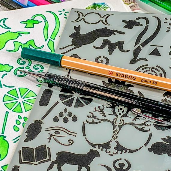 “Witchy vibes only 🔮 Use our Wiccan stencils to create your next mystical spread!” 
Wiccan: buff.ly/3unaDm8  Wiccan Osatra: buff.ly/3KlYcfS 
#witchcraftart #wiccanstencils"