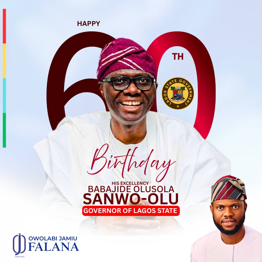 Today, I join the entire Lagos family in celebrating our exceptional leader, Governor Babajide Sanwo-Olu as he turns 60. 

I've experienced firsthand your transformative leadership. Your unwavering support for youth empowerment has opened doors for countless young Lagosians,