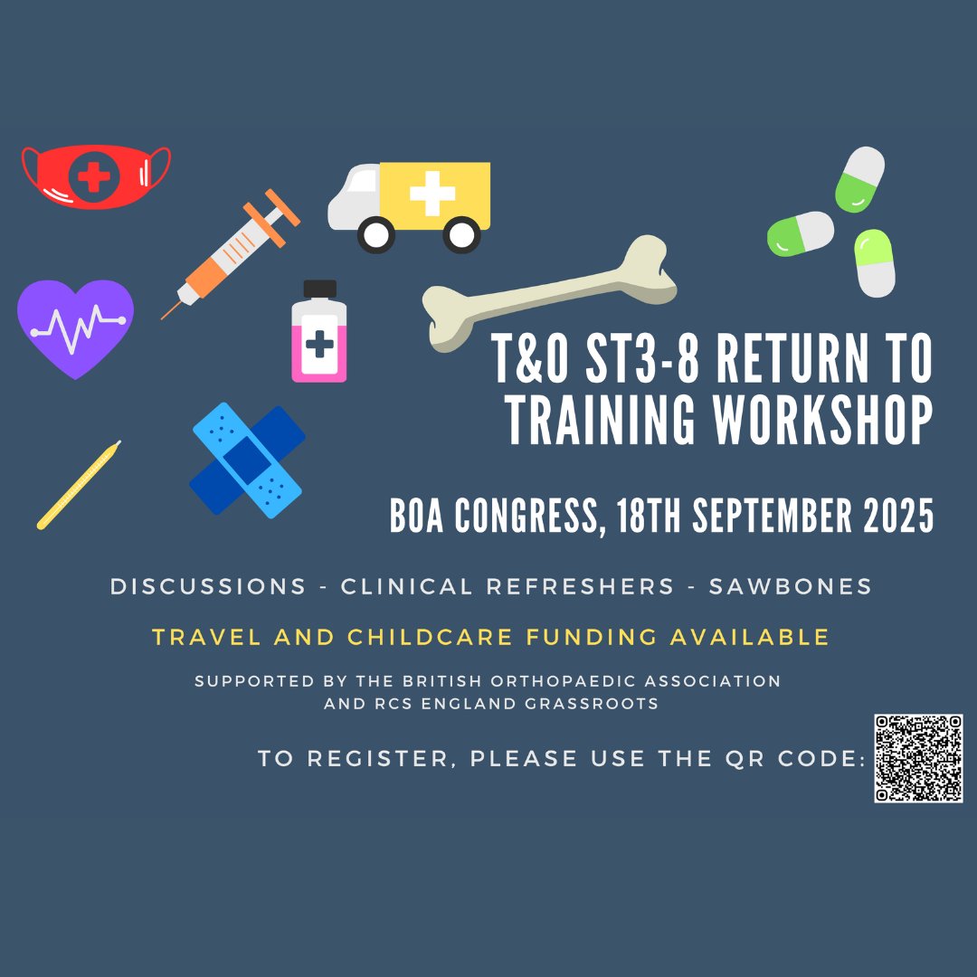 Attention T&amp;O Trainees! There is a free peer-led workshop on Returning to Training for UK ST3-8 held at the same location as the BOA Annual Congress on Thursday 18th September. (Note: Registering does not give you access to BOA Congress.) Register at: bit.ly/4kEqeoQ