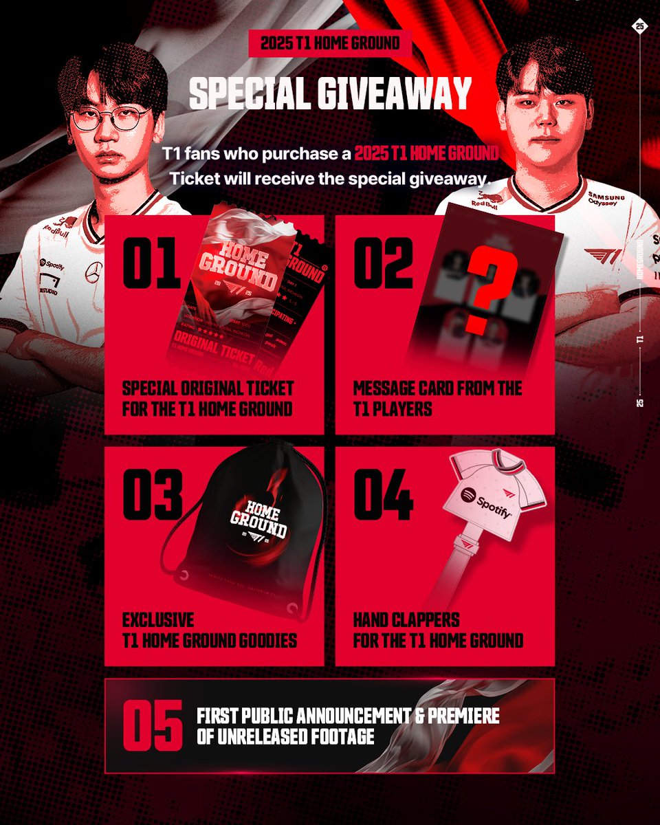 📍 2025 T1 Home Ground 좌석 배치도 및 관객 특전
2025 T1 Home Ground seating chart and special giveaways

#T1HomeGround #TogetherAs1