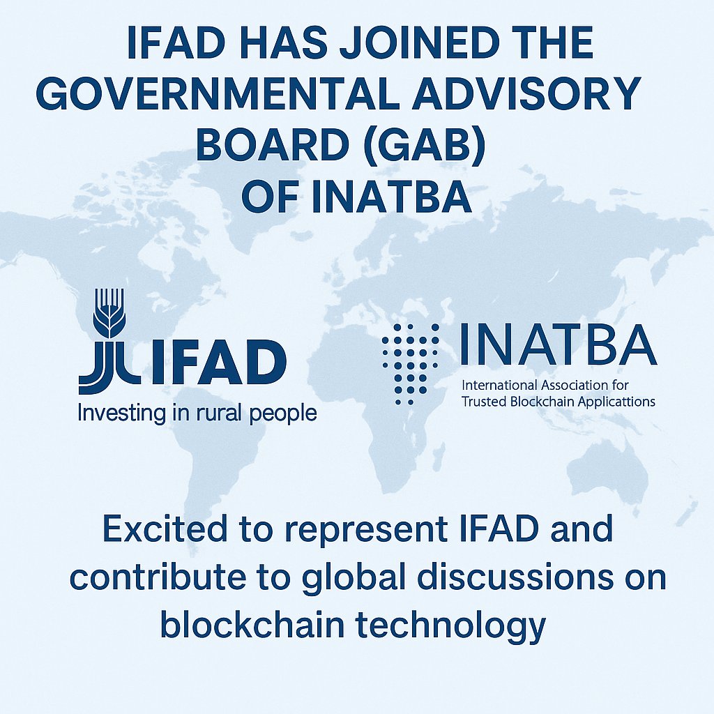 Gladys H. Morales (@gladyshmorales) on Twitter photo 🌍 Thrilled to share that <a href="/IFAD/">International Fund for Agricultural Development</a> has joined the <a href="/INATBA_org/">INATBA</a> Governmental Advisory Board (GAB)!
Honoured to represent IFAD and contribute to global efforts on using blockchain + emerging tech for inclusion, transparency & resilience in agri-food systems.
🤝 Looking forward to 🌍 Thrilled to share that <a href="/IFAD/">International Fund for Agricultural Development</a> has joined the <a href="/INATBA_org/">INATBA</a> Governmental Advisory Board (GAB)!
Honoured to represent IFAD and contribute to global efforts on using blockchain + emerging tech for inclusion, transparency & resilience in agri-food systems.
🤝 Looking forward to