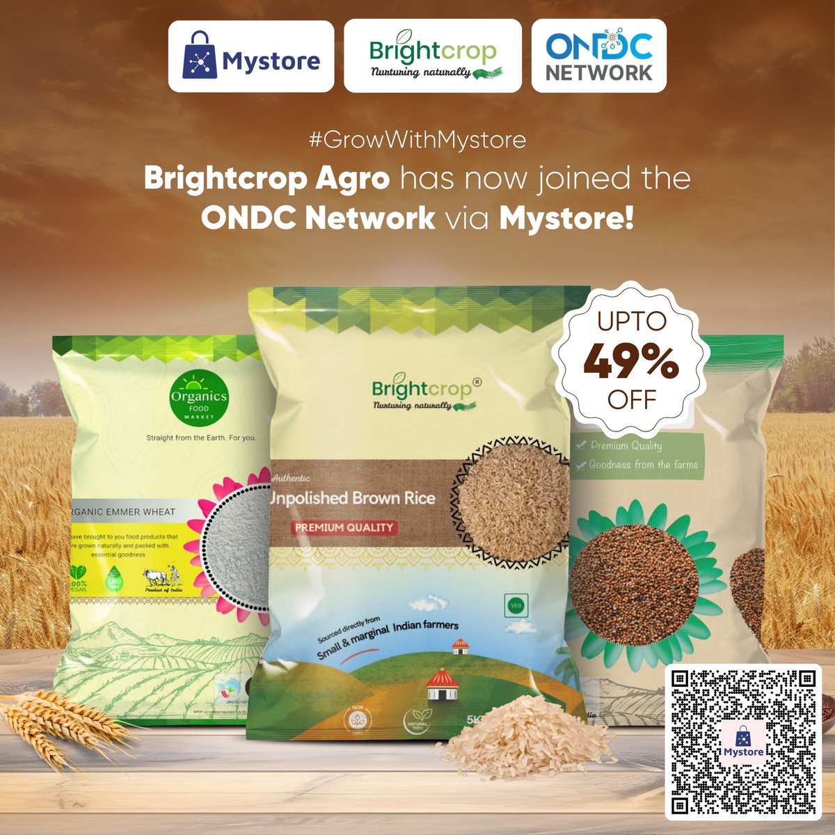mystoreforindia's tweet image. Fresh News, Health Lovers!💚

Brightcrop Agro Products Pvt. Ltd. is now live on @mystoreforindia  + @ONDC_Official 🛒
Shop premium Quality Rice, spices, pulses, dry fruits &amp;amp; more - all at up to 50% OFF!🥗

Link: mystore.in/en/seller/brig… 

#Mystore #ONDCNetwork #GrowWithMystore