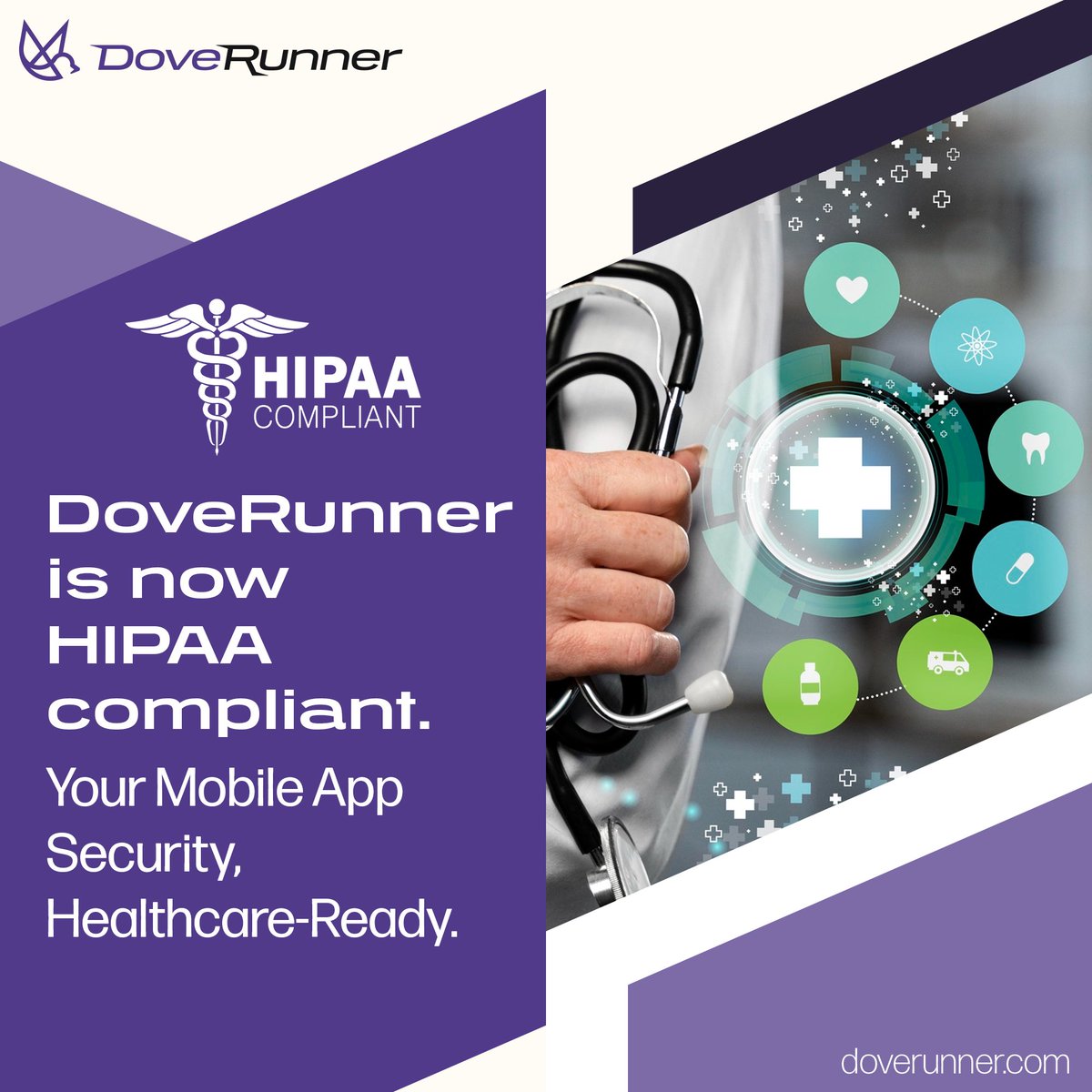 We’re now HIPAA Compliant.
 
Reach out to learn how DoveRunner can help your mobile app meet security and compliance goals with ease.

#HIPAA #HealthcareSecurity #MobileAppSecurity #RASP #DataProtection #DoveRunner #Compliance #Cybersecurity #HealthTech #AppSecurity
