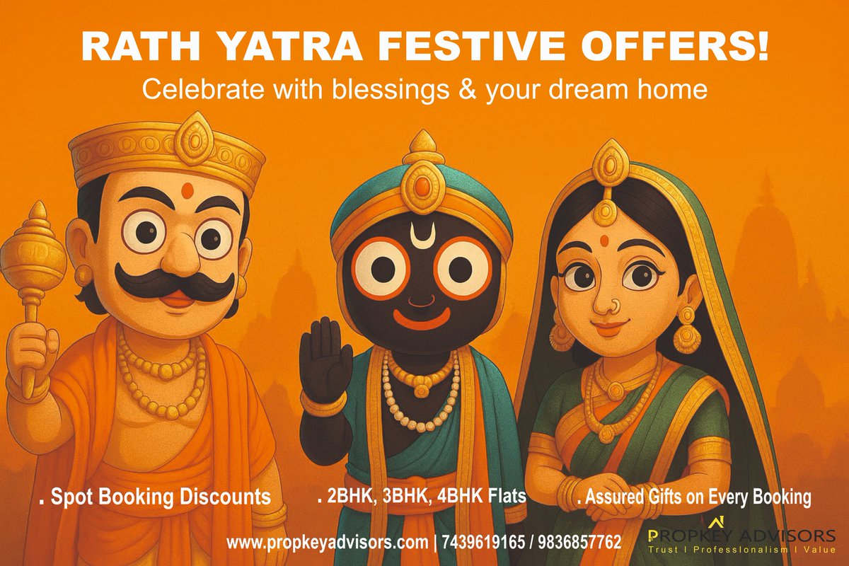 Propkeyadvisors's tweet photo. Advance Rath Yatra Wishes! 🌸
This Rath Yatra, let the divine chariot guide you to your dream home. https://t.co/GHfcY8OM6Z