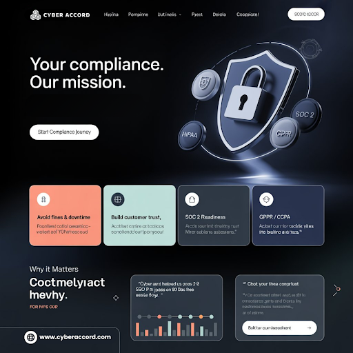 🛡️ Your compliance. Our mission.
 From HIPAA to SOC 2 to GDPR, Cyber Accord helps businesses stay secure, avoid costly penalties, and build trust—fast.
🚀 Start your compliance journey today:
 👉 cyberaccord.com
#CyberSecurity #Compliance