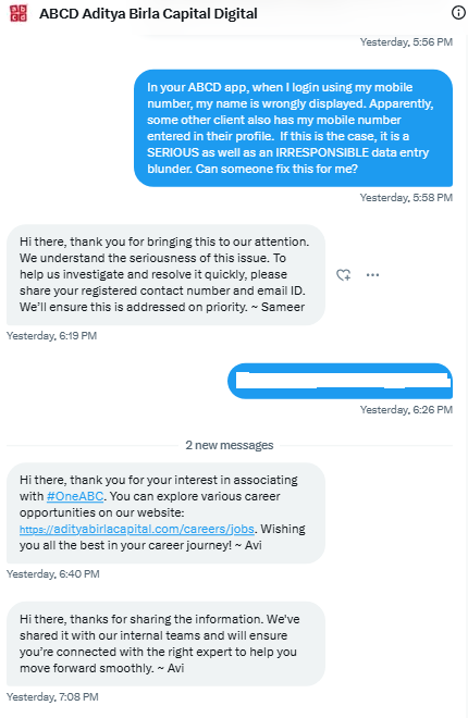 gladfellow's tweet photo. @ABCDabcapital 
Things can't go more ridiculous. When I report a critical data bug in your insurance systems and have the decency to send you a DM, you respond with a link to a career opportunity with your company. Are your serious or joking? https://t.co/1It4cozNrs