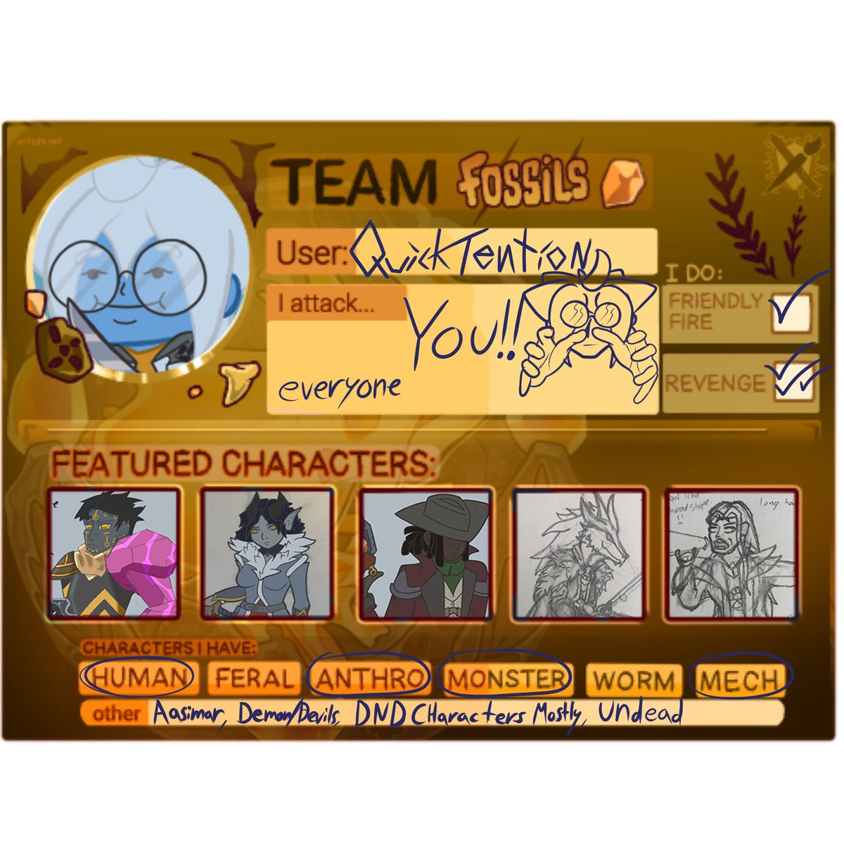 quick_tention's tweet photo. NO MORE WAITIN AROUND!! Lets GO! artists square up!! #artfight2025 #TEAMFOSSILS #learningtodraw #wizard #DigitalArtist https://t.co/fjm1FL7CqU