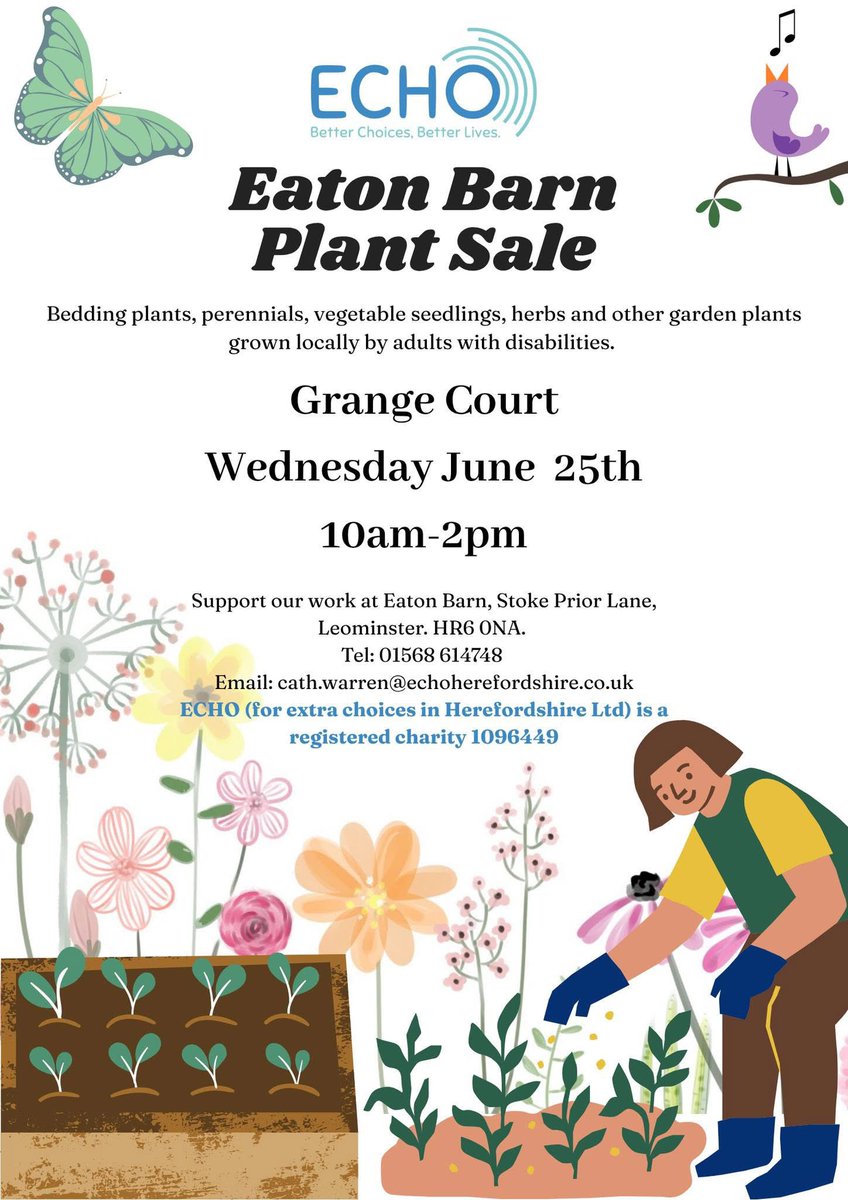 Just a little reminder that we've got a plant sale in town this morning. Lovely Grange Court cafe will be open for refreshments.