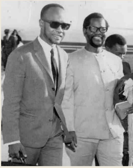 Oliver Tambo arrives with Amilcar Cabral at the OAU Heads of State meeting in Algiers, 1968.