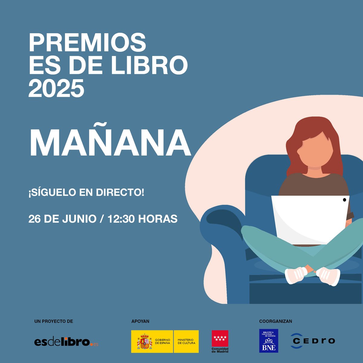 CEDRO (@cedroenlinea) on Twitter photo 📅 ¡Mañana celebramos la entrega de premios de la XIX edición de #EsDeLibro!
Un reconocimiento al talento y al compromiso de jóvenes investigadores de toda España.
🏆 Investigaciones originales, rigurosas y respetuosas con los #DerechosDeAutor.
Gracias a <a href="/BNE_biblioteca/">Biblioteca Nacional de España</a> , 📅 ¡Mañana celebramos la entrega de premios de la XIX edición de #EsDeLibro!
Un reconocimiento al talento y al compromiso de jóvenes investigadores de toda España.
🏆 Investigaciones originales, rigurosas y respetuosas con los #DerechosDeAutor.
Gracias a <a href="/BNE_biblioteca/">Biblioteca Nacional de España</a> ,