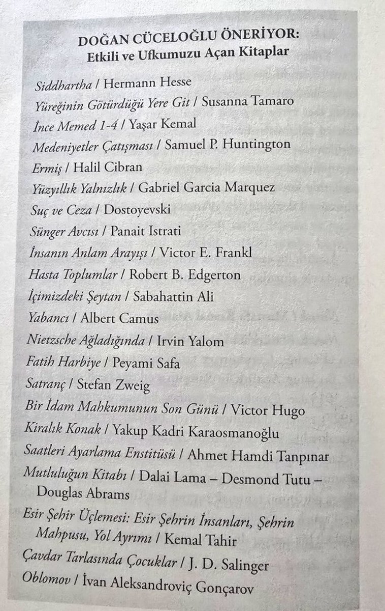 Doğan Cüceloğlu etkili ve ufkumuzu açan kitapları öneriyor.👇