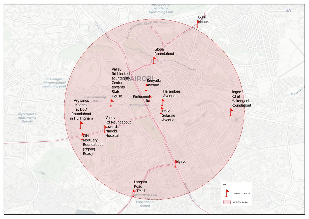 Roadblocks on the streets.  CBD is buffered at a 3km radius!
#SiriNiNumbers