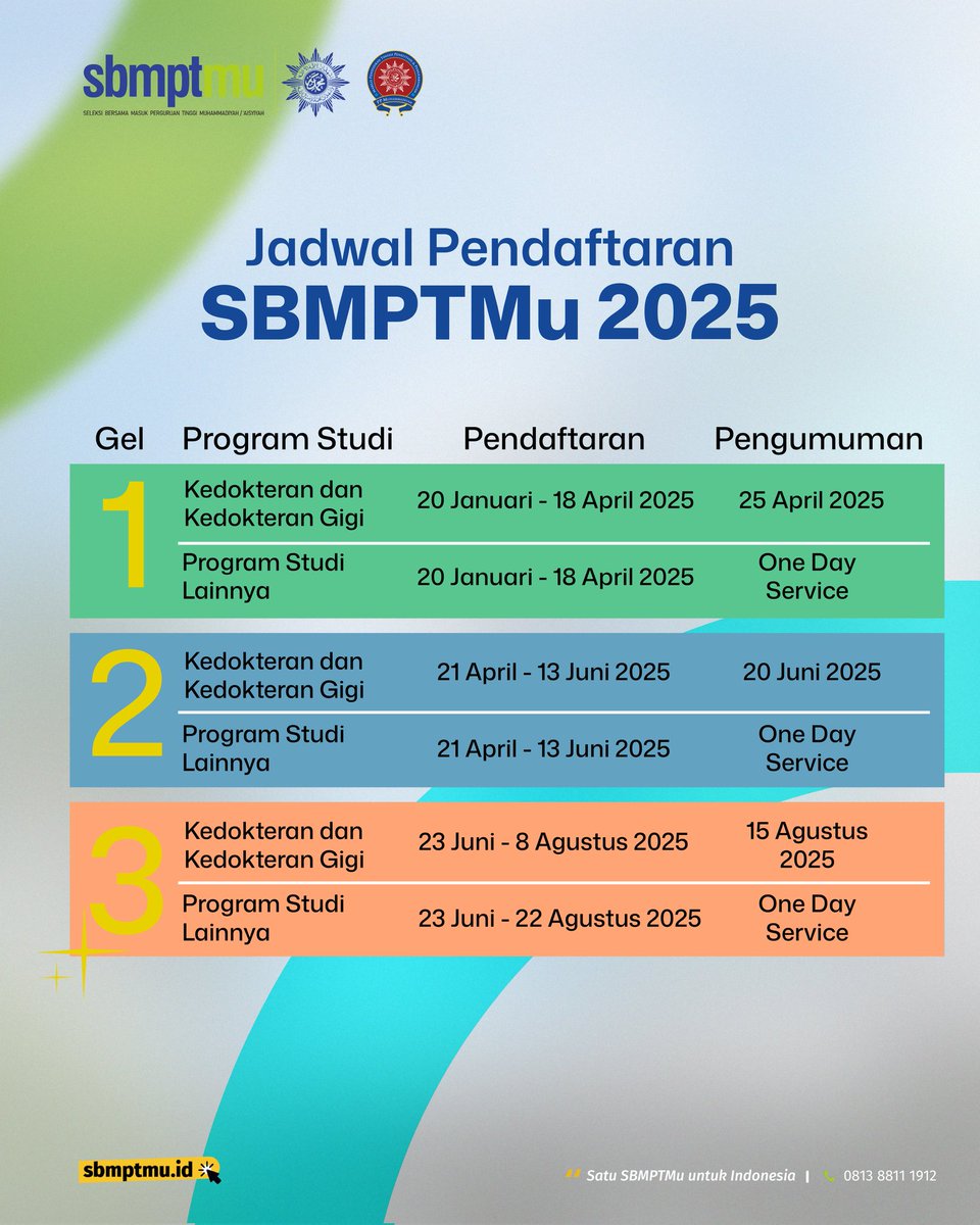 Yuk, segera daftarkan dirimu!🥳

SBMPTMu membuka jalan lebar untuk kamu calon mahasiswa yang tertarik bergabung ke PTMA se- Indonesia!
Untuk informasi lebih lanjut, kunjungi website kami di sbmptmu.id

#SBMPTMu #PTMA #DaftarKuliah #DaftarKuliahSwasta #KuliahSwasta