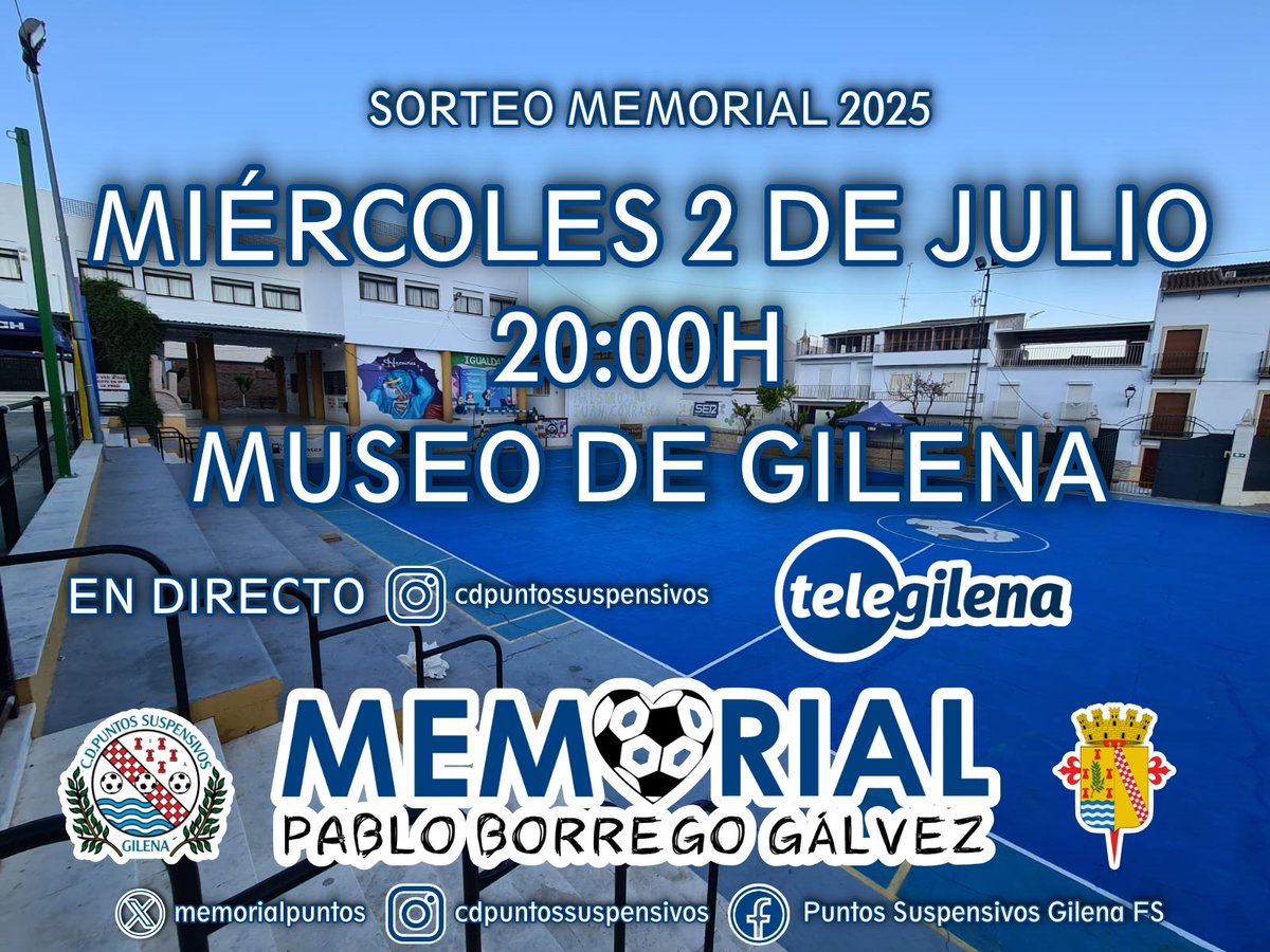 🏆Sorteo Memorial 2025

El próximo miércoles 2 de julio el museo de Gilena acogerá un año más el sorteo oficial de la fase de grupos.

Presentando por Antonio García y con la mano inocente de jugadores de nuestra cantera

Síguelo en directo a través de TeleGilena y redes sociales