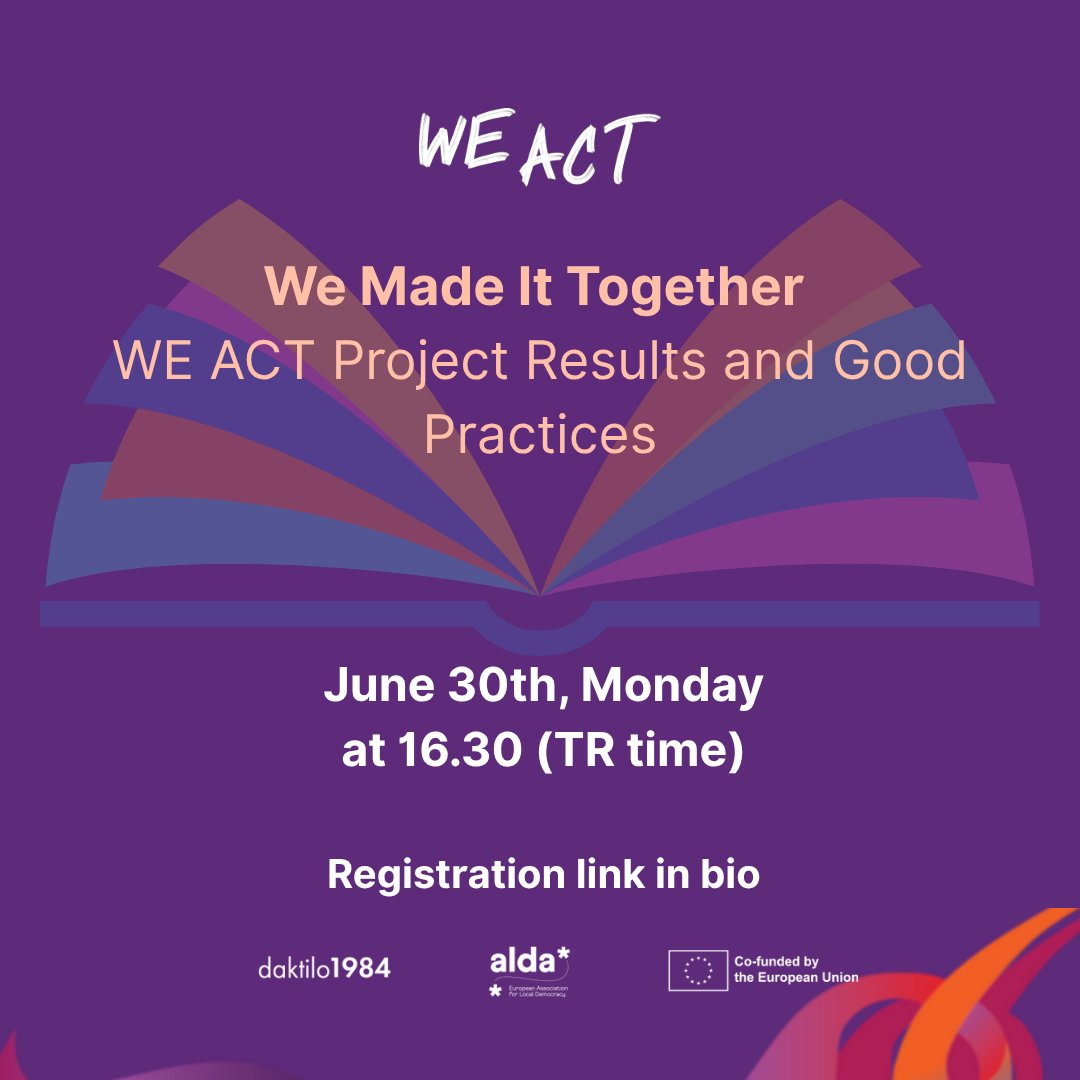 weact_tr's tweet photo. We are delighted to share with you that we will soon be sharing with you the final project publication of the WE ACT-Women Empowerment and Action in Politics and Media project, implemented by ALDA and Daktilo1984 with the support of the Delegation of the European Union to Türkiye https://t.co/YPo76cTCZW