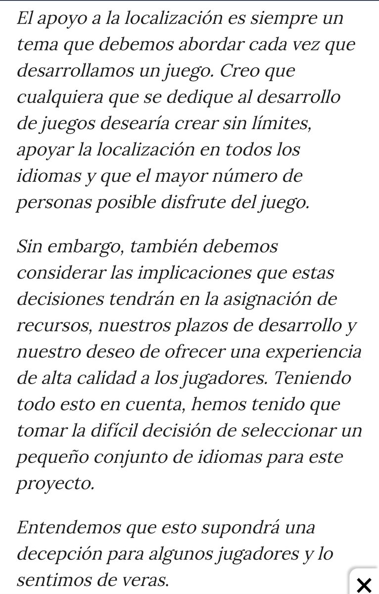 Los desarrolladores de FFT Remastered en <a href="/hobby_consolas/">Hobby Consolas</a>
respecto a su no traduccion.

Me parece bien, espero que entiendan también ,que debido a la cantidad de títulos de calidad que salen a la venta, muchos tendremos que decidir no comprar algunos, y éste es uno de ellos