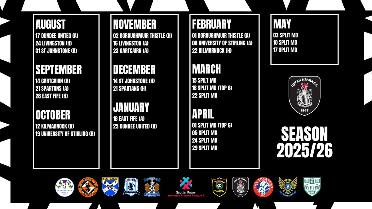 📅 The ScottishPower WPL2 fixture card for season 2025/2026.