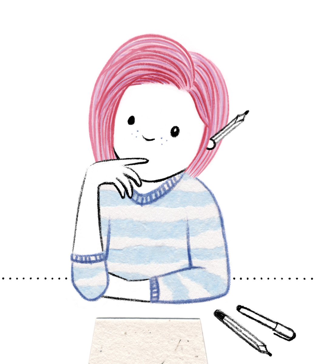 New hair led to a new author photo, so it seems it’s also time for an updated illustrated author pic. It’s all about that pink 💕