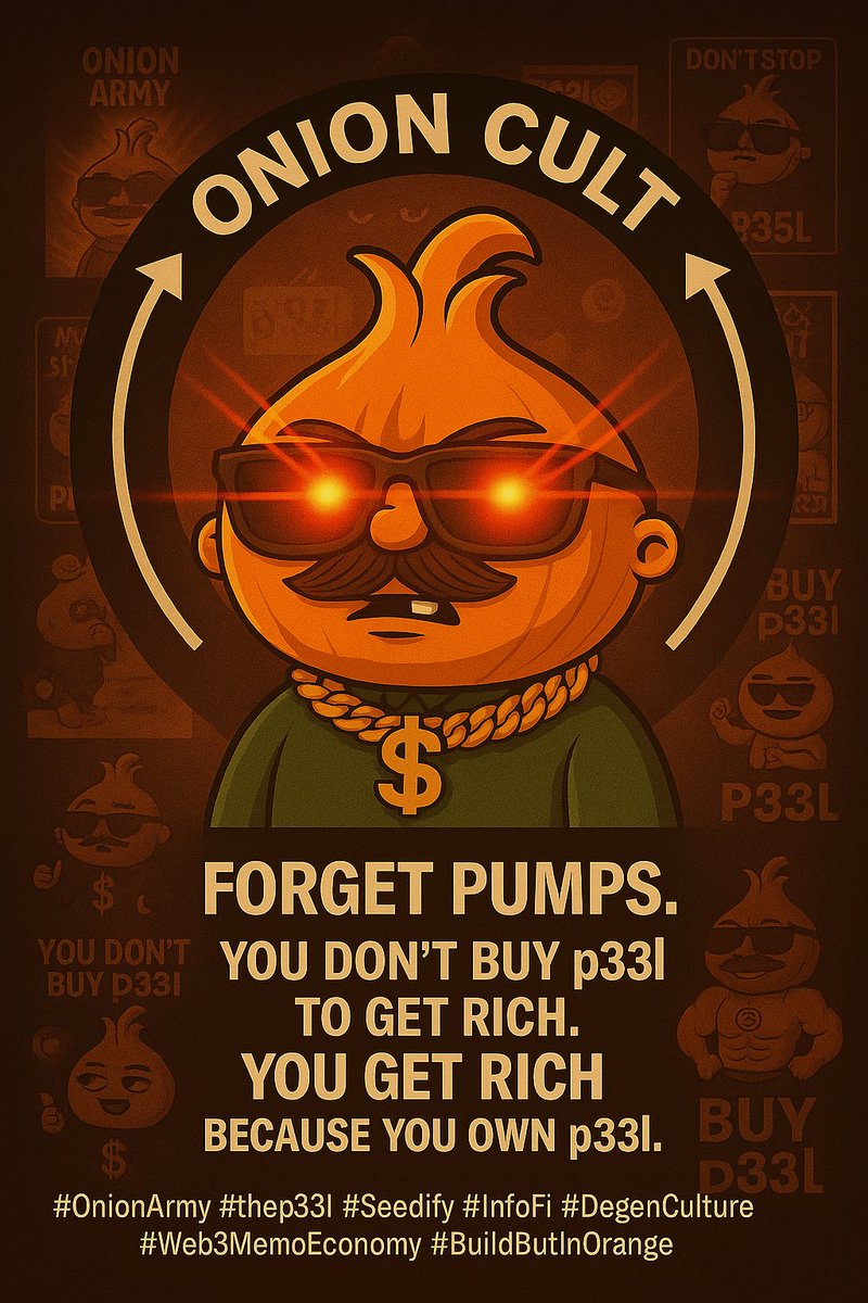 quercheck's tweet image. Forget pumps.

p33l is:

🧅 A meme.
🧅 A cult.
🧅 A movement.
🧅 An unstoppable flywheel of pure degen energy.
🧅 Holders who don’t flinch.
🧅 Memes that print points.
🧅 NFTs that flex status.

You don’t buy p33l to get rich.
You get rich because you own p33l.

#OnionArmy…