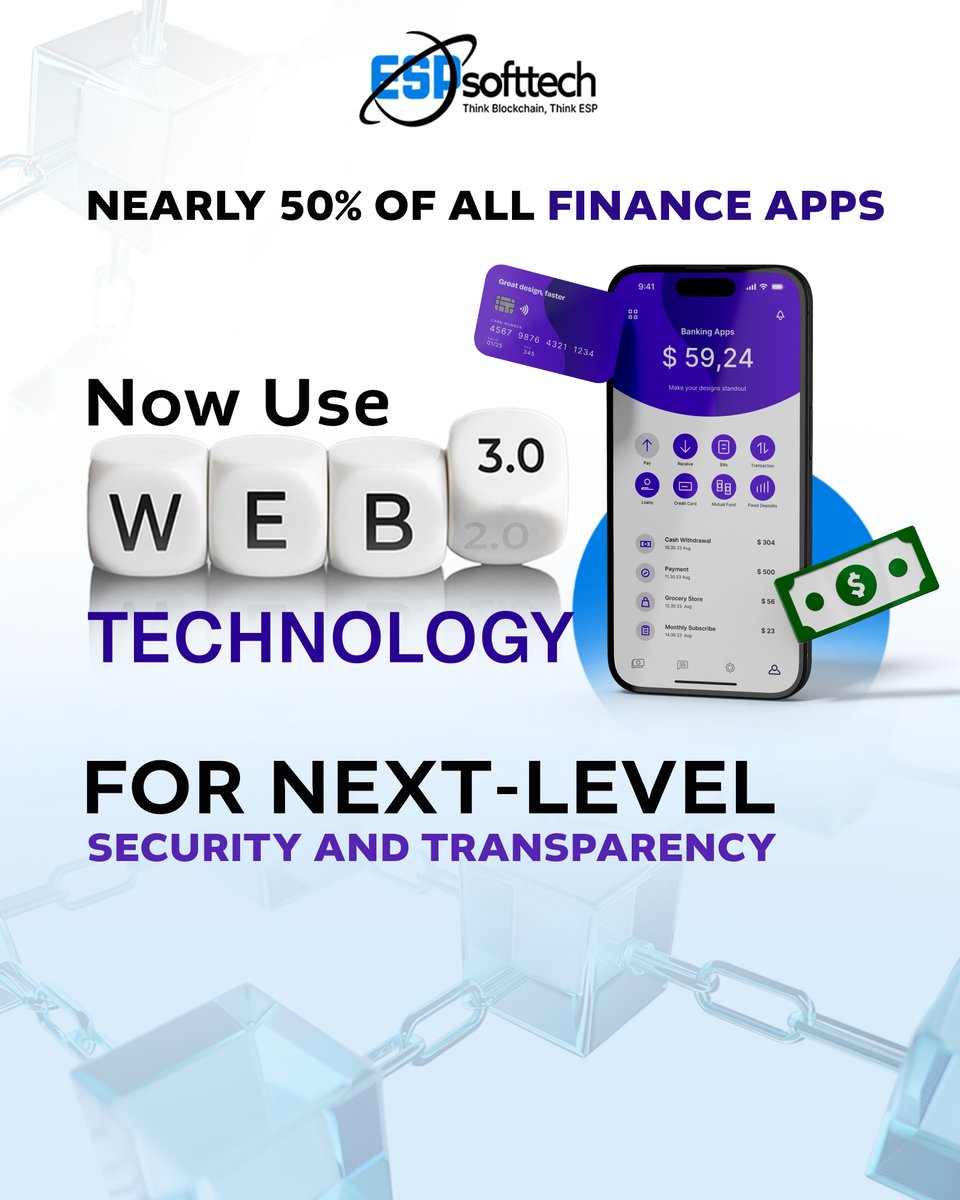 espsofttechpltd's tweet image. Nearly half of all finance apps have switched to Web3, making hacks harder and trust stronger.

Time to leave old-school banking behind?
#Web3 #SecurityFirst #BlockchainSecurity
